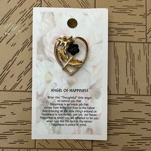 Gold and Black Angel Brooch